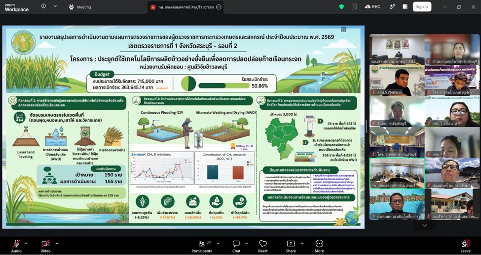 title - ผู้ตรวจราชการ ส.ป.ก. เข้าร่วมประชุมตรวจติดตามความก้าวหน้าผลการดำเนินงานตามแผนการตรวจราชการของผู้ตรวจราชการกระทรวงเกษตรและสหกรณ์ ประจำปีงบประมาณ พ.ศ. 2569 รอบที่ 2 เขตตรวจราชการที่ 1 จังหวัดสระบุรี ผ่านระบบประชุมออนไลน์ Zoom Cloud Meetings